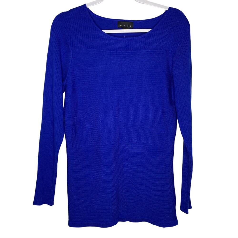 NWT Metaphor Librarian Patchwork Blue Sweater Large